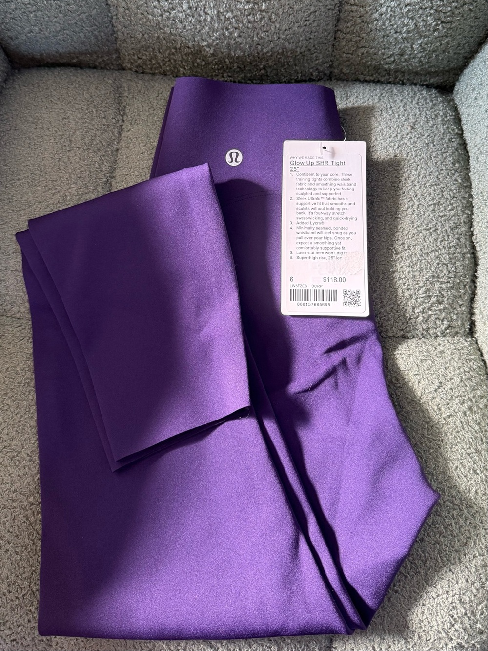 💜NWT Lululemon Glow Up Super High-Rise Tight 25” Size 6 Purple